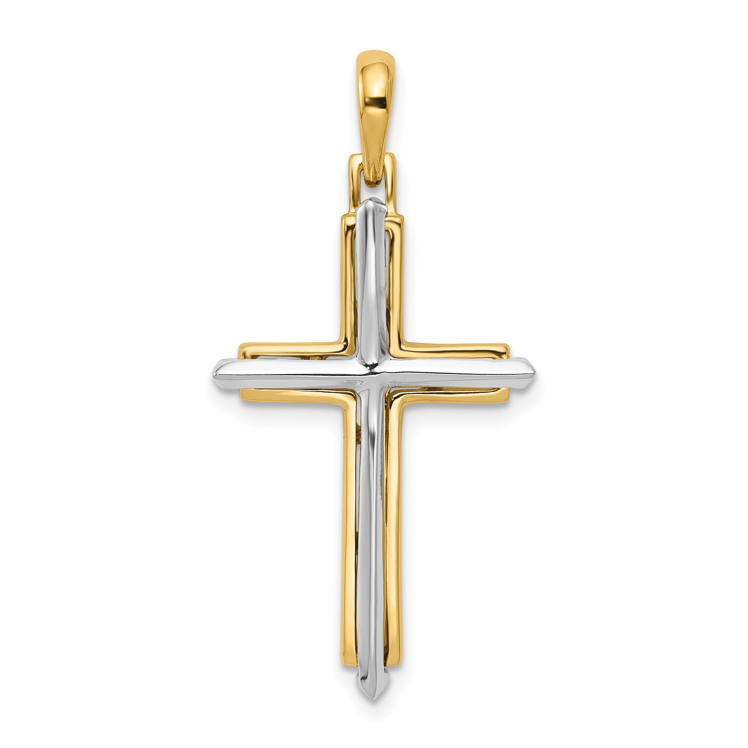 14k Two-tone Fancy Cross Pendant Main image