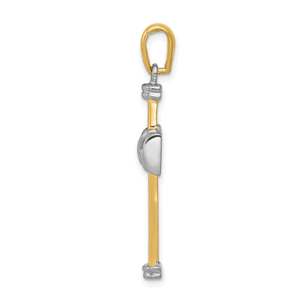 14K Two-Tone Gold Fancy Cross Pendant with Polished Textured Finish