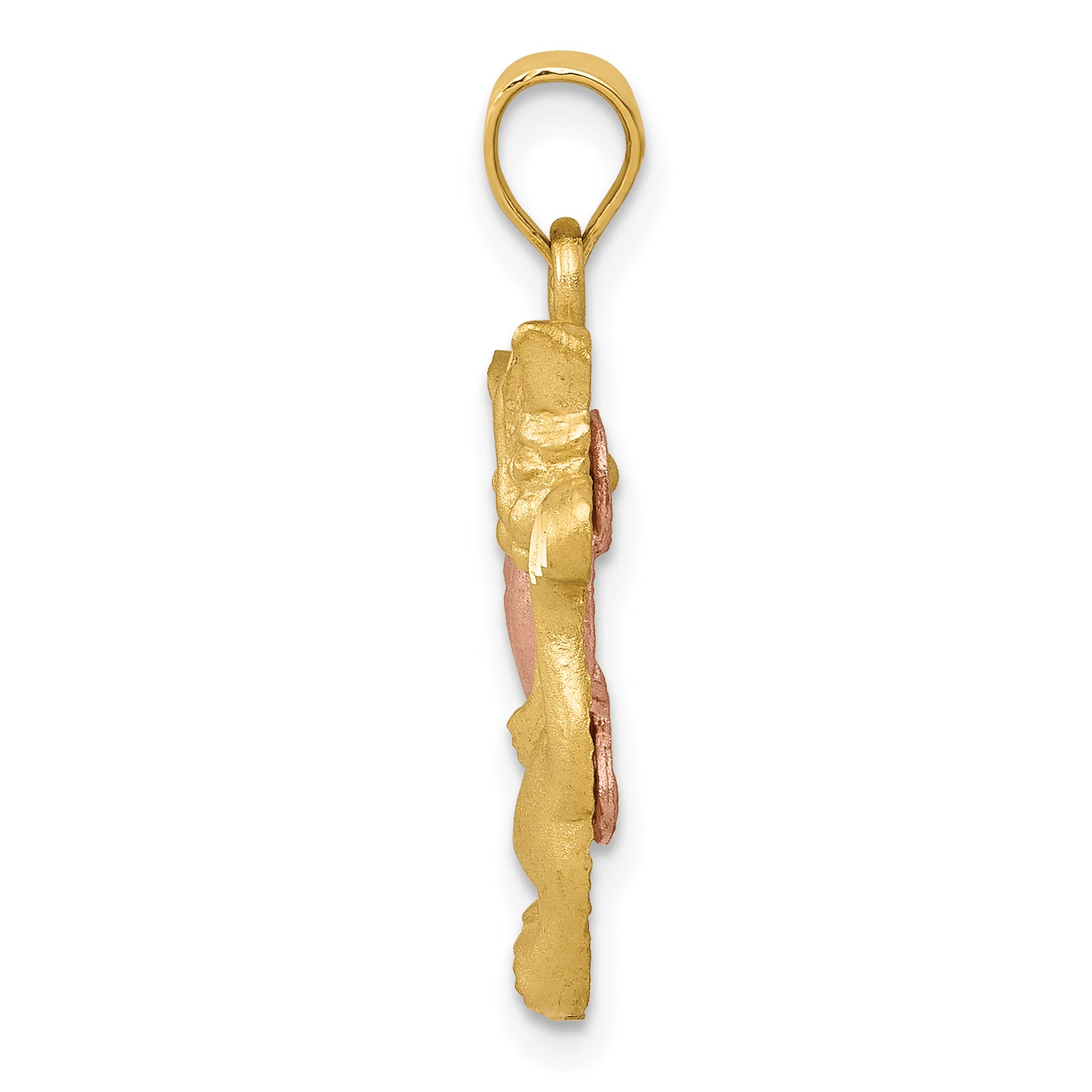 14K Two-Tone Gold Cat Charm Pendant, Solid Casted, Elegant Design Secondary image