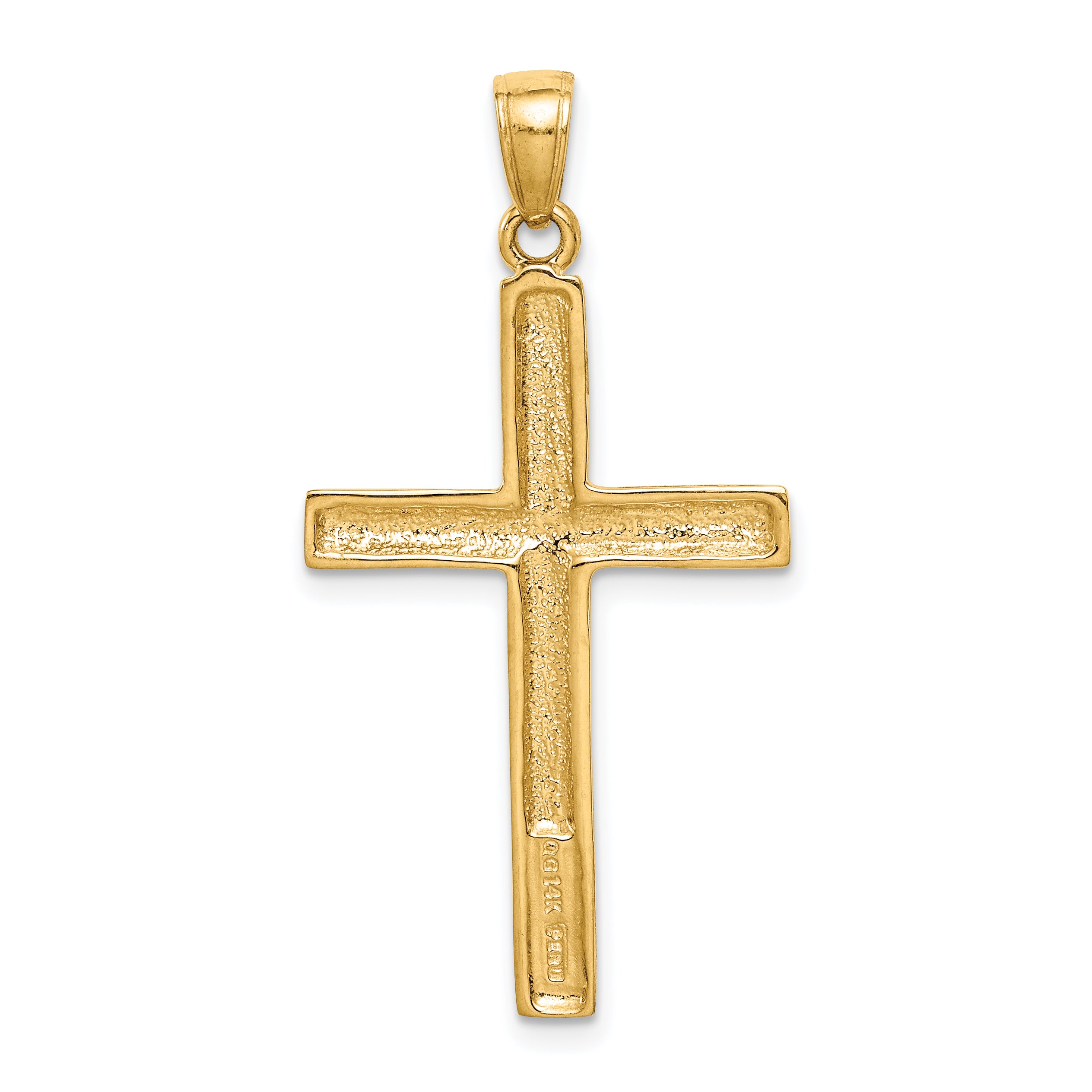 14K Yellow Gold Polished Cross Pendant with Open Back Design