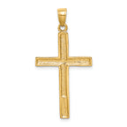 14K Yellow Gold Polished Cross Pendant with Open Back Design