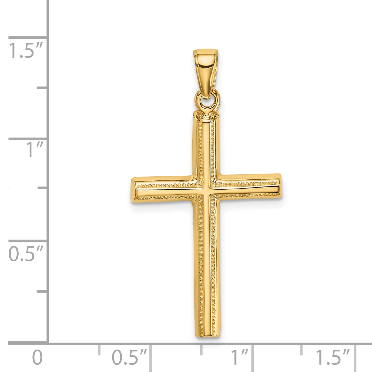 14K Yellow Gold Polished Cross Pendant with Open Back Design