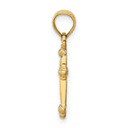 14K Gold Small Cross Charm  Solid Casted, Elegant Concave Design