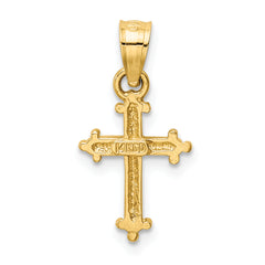 14K Gold Small Cross Charm  Solid Casted, Elegant Concave Design