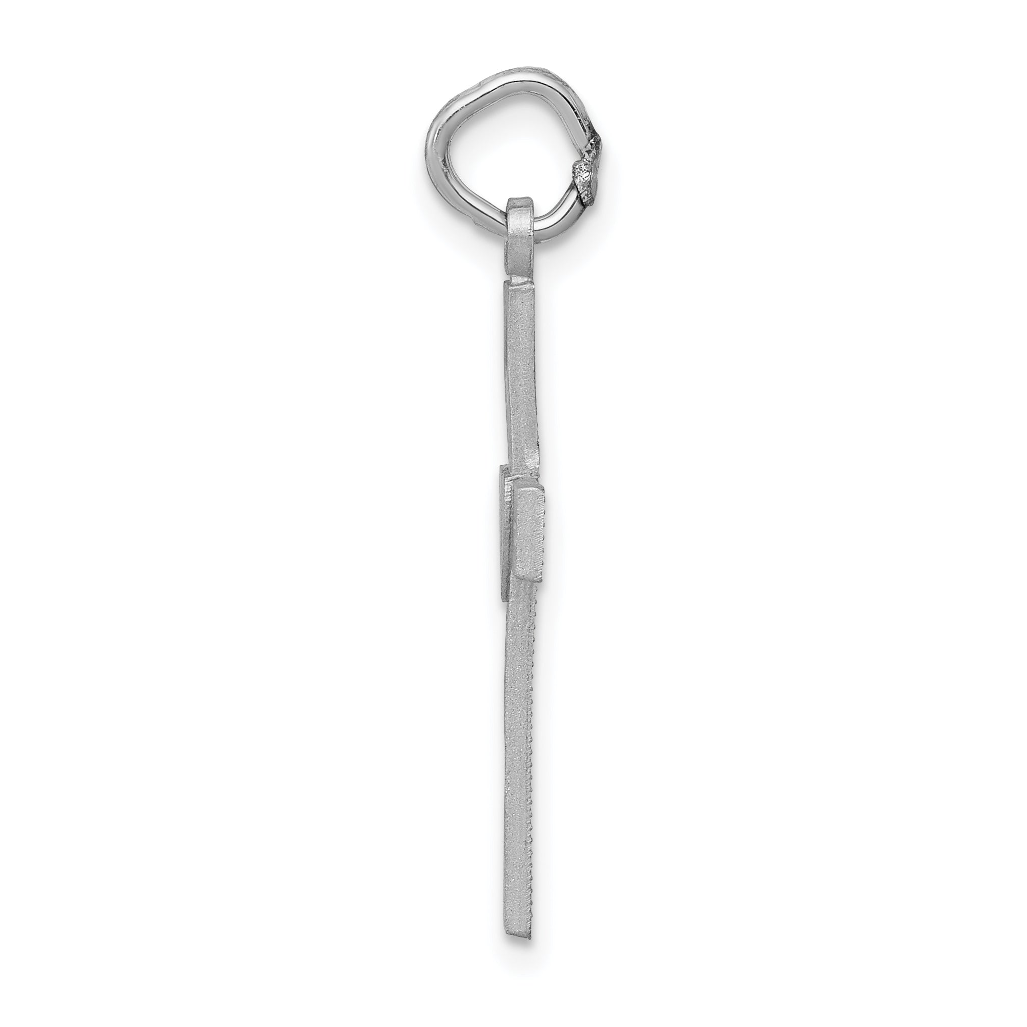 14K White Gold Diamond-Cut Latin Cross Pendant with Rhodium Finish Secondary image
