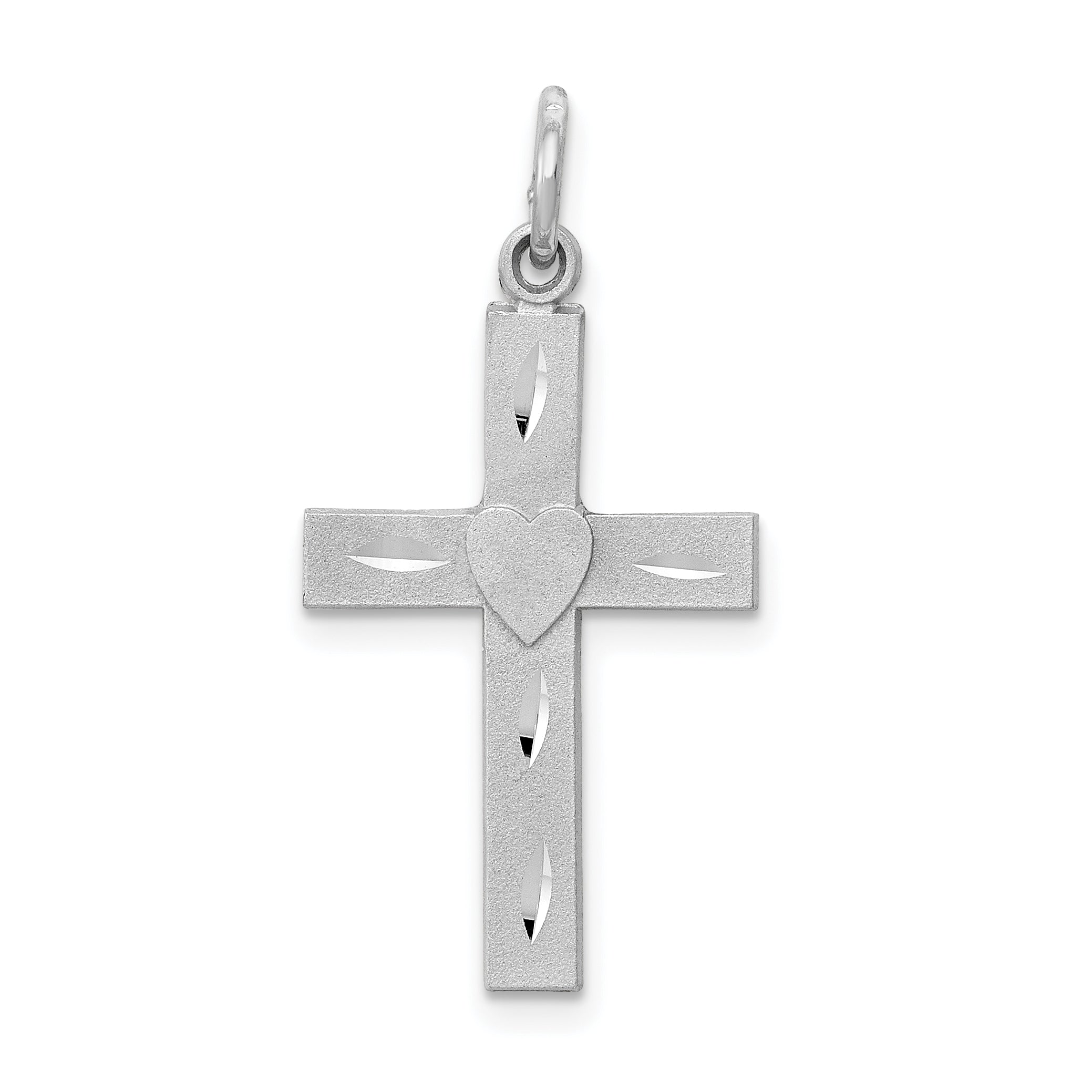 14k White Gold Diamond-cut Latin Cross Charm Main image