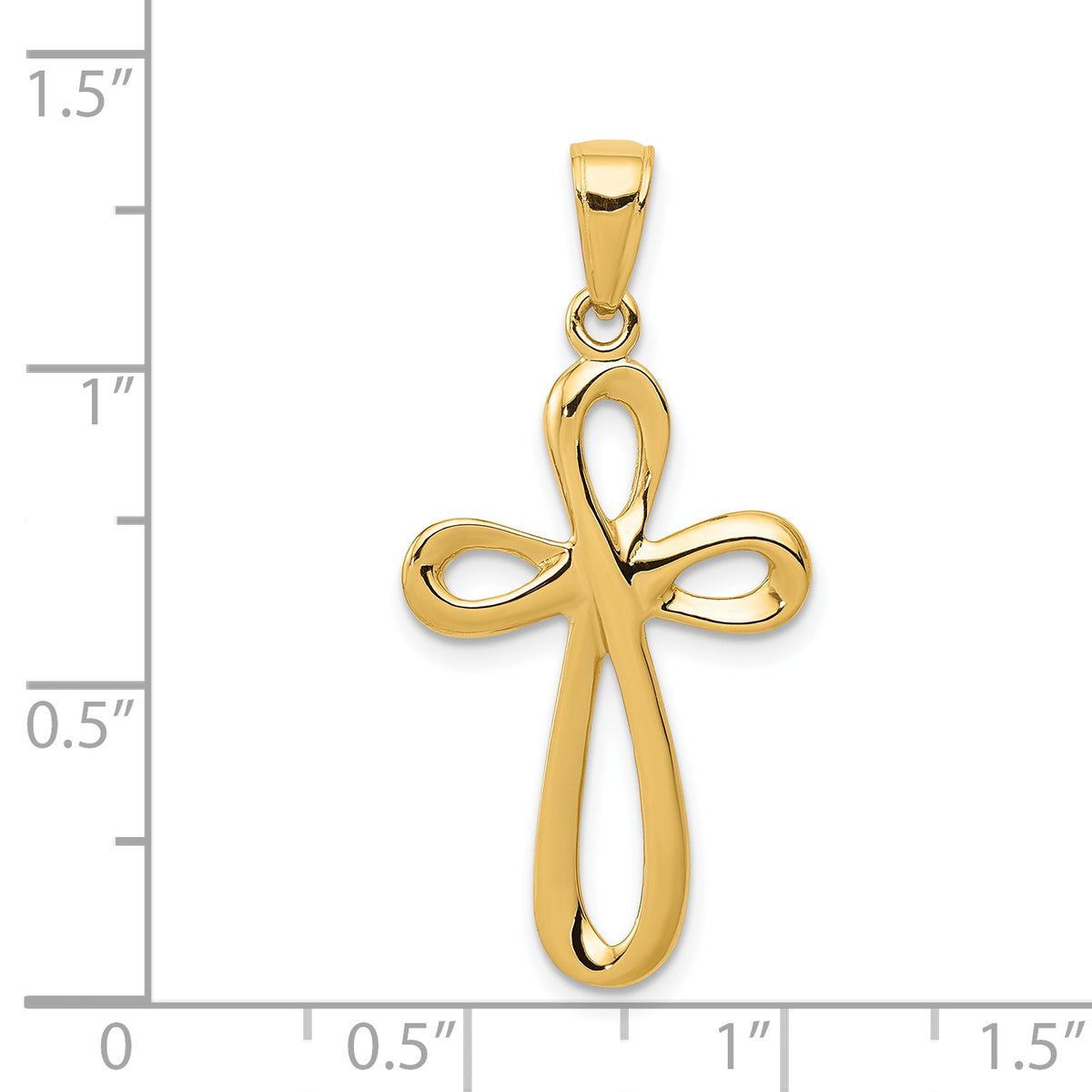14K Gold Polished Cross Pendant Solid Cast Design by Sophia Jewelers