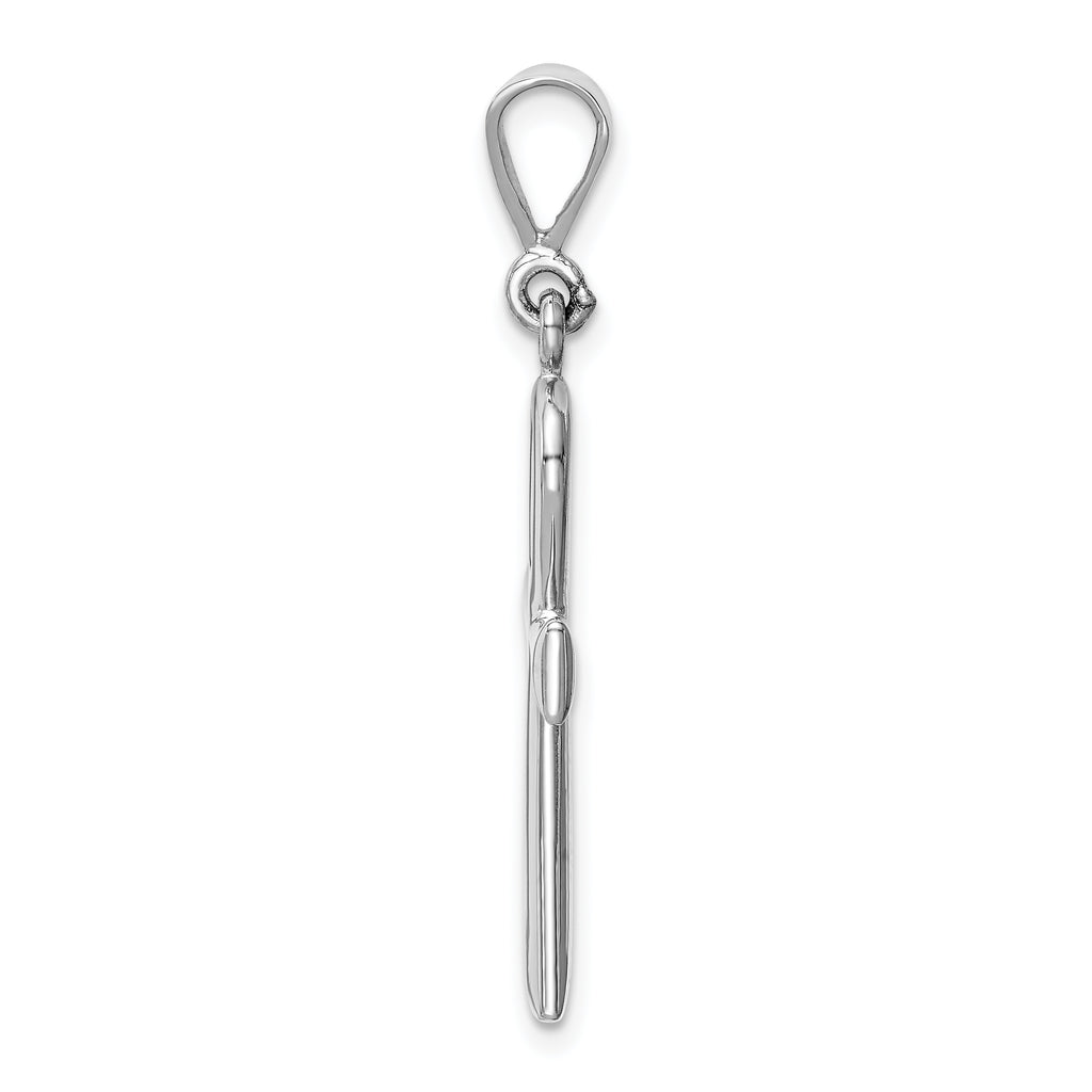 14K White Gold Ankh Cross Pendant with Polished Rhodium Finish, Reversible Design