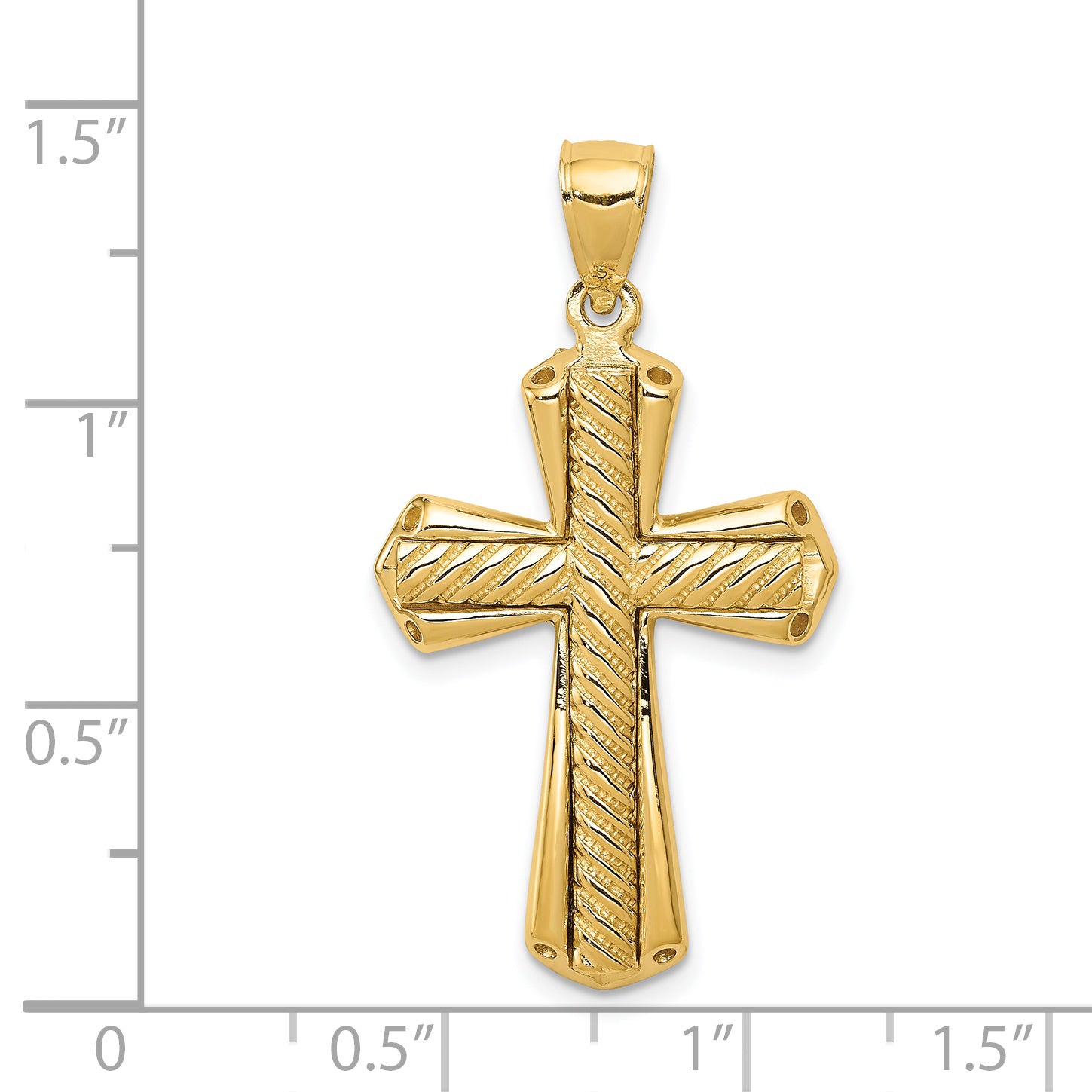 14K Gold Twisted Cross Pendant with Polished Finish Elegant Charm