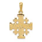 14K Gold Jerusalem Cross Pendant with Polished Reversible Design