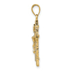 14K Gold Polished Crucifix Pendant with Textured Design Elegant & Solid