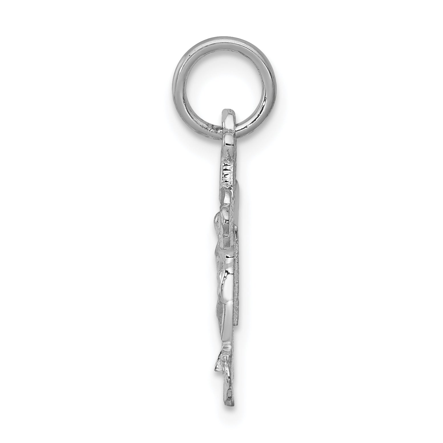 14K White Gold Diamond-Cut Crucifix Charm with Rhodium Finish