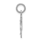 14K White Gold Diamond-Cut Crucifix Charm with Rhodium Finish