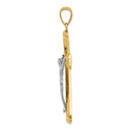 14K Two-Tone Gold Crucifix Pendant with Polished Finish 61mm