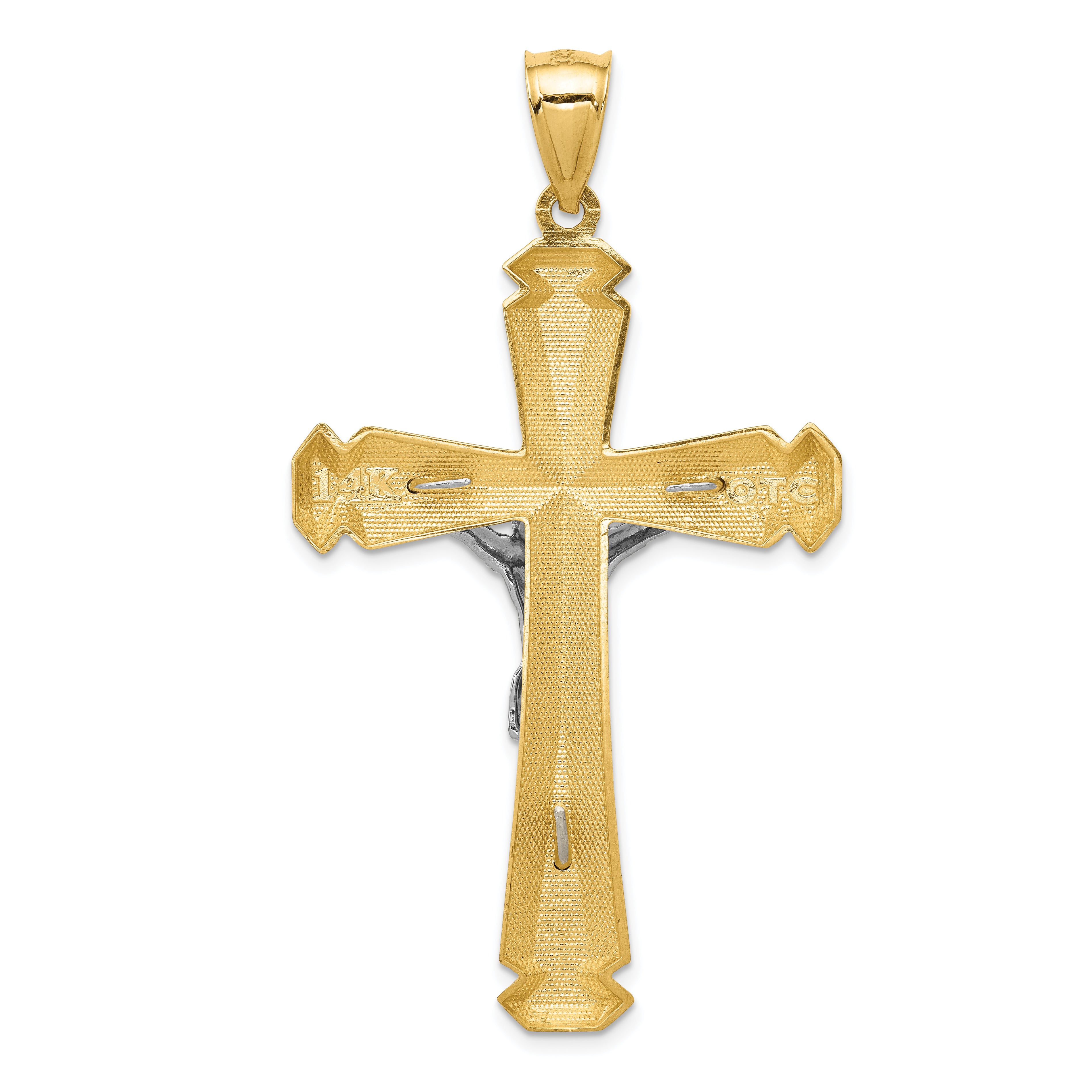 14K Two-Tone Gold Crucifix Pendant with Polished Finish 61mm