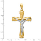 14K Two-Tone Gold Crucifix Pendant with Polished Finish 61mm