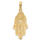 14K Gold Turquoise Chamseh Pendant with Filigree Design, 35mm Vintage Elegance