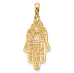 14K Gold Turquoise Chamseh Pendant with Filigree Design, 35mm Vintage Elegance