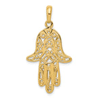 14K Gold Filigree Chamseh Pendant with Elegant Flat-Back Design