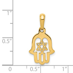 14K Gold Star of David Chamseh Pendant  Elegant Themed Design