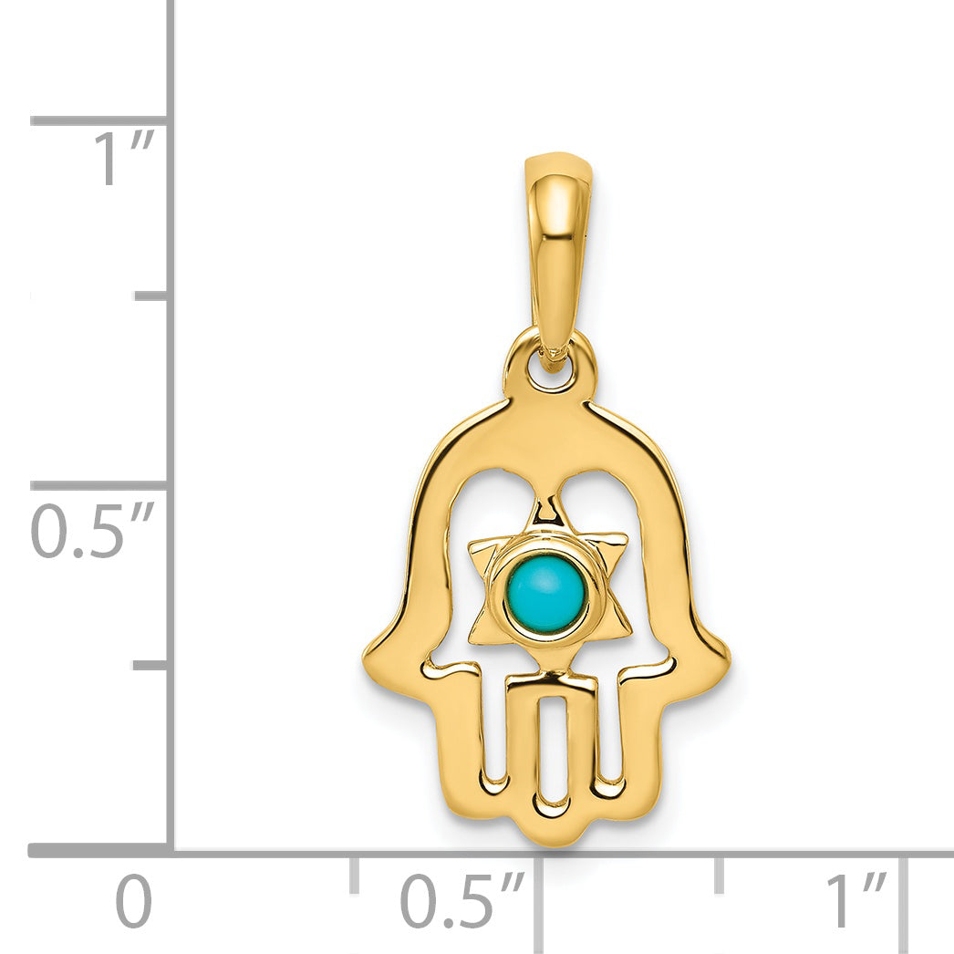 14k Turquoise Chamseh Pendant