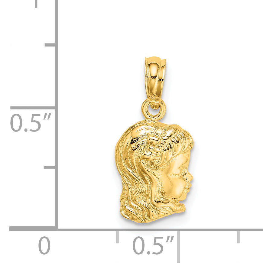 14k Girl Head Charm