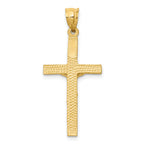 14K Gold Crucifix Pendant with Brushed Diamond-Cut Finish  Solid and Textured