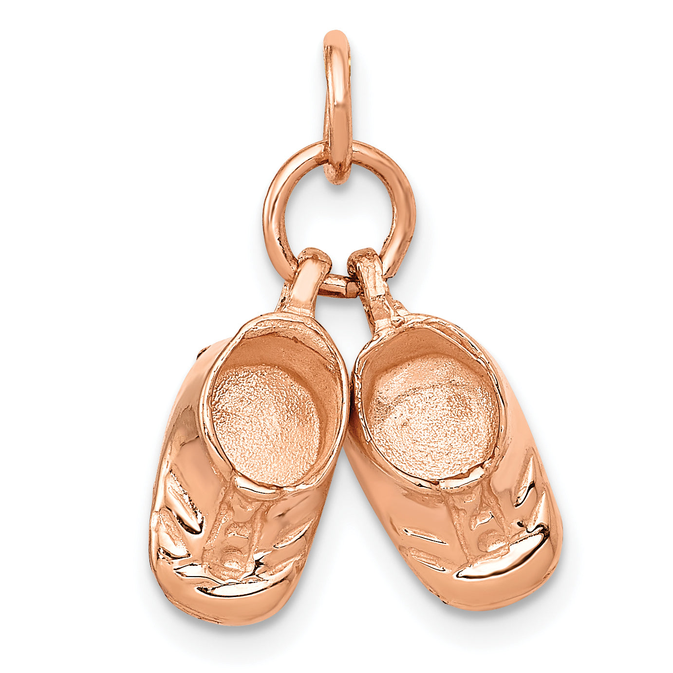14k 3D Moveable Rose Gold Baby Shoes Charm