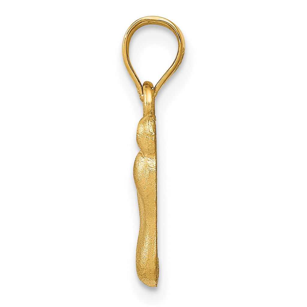 14K Gold Diamond-Cut Foot Charm with Solid Cast Design