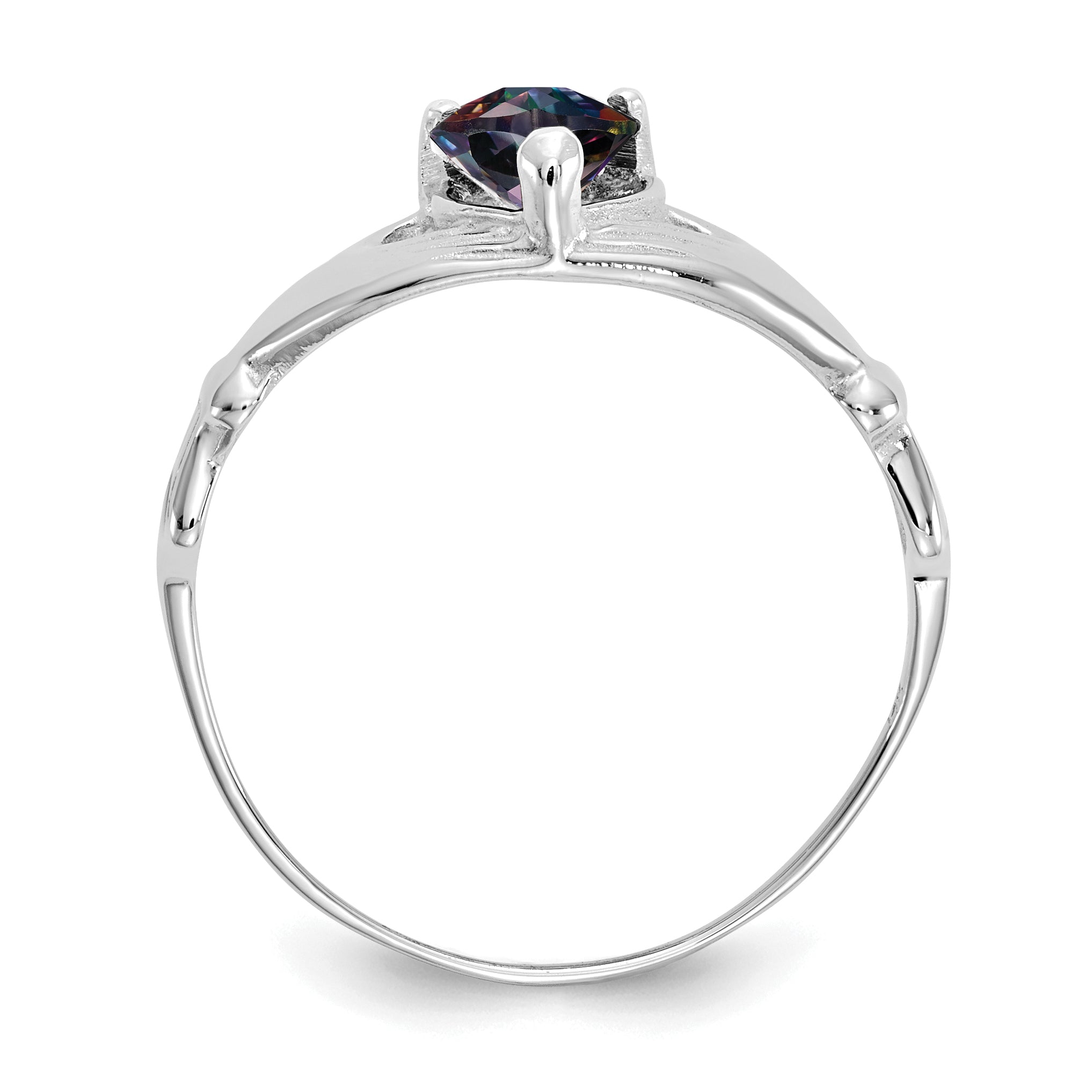 14k White Gold CZ June Birthstone Claddagh Heart Ring Secondary image
