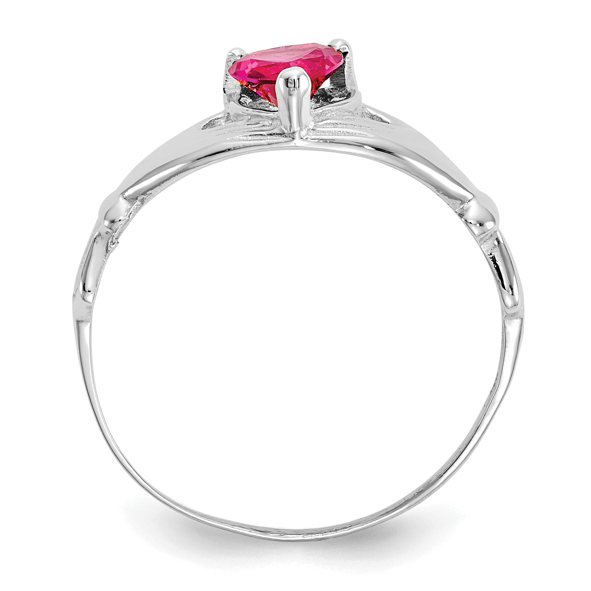 14k White Gold CZ July Birthstone Claddagh Heart Ring Secondary image