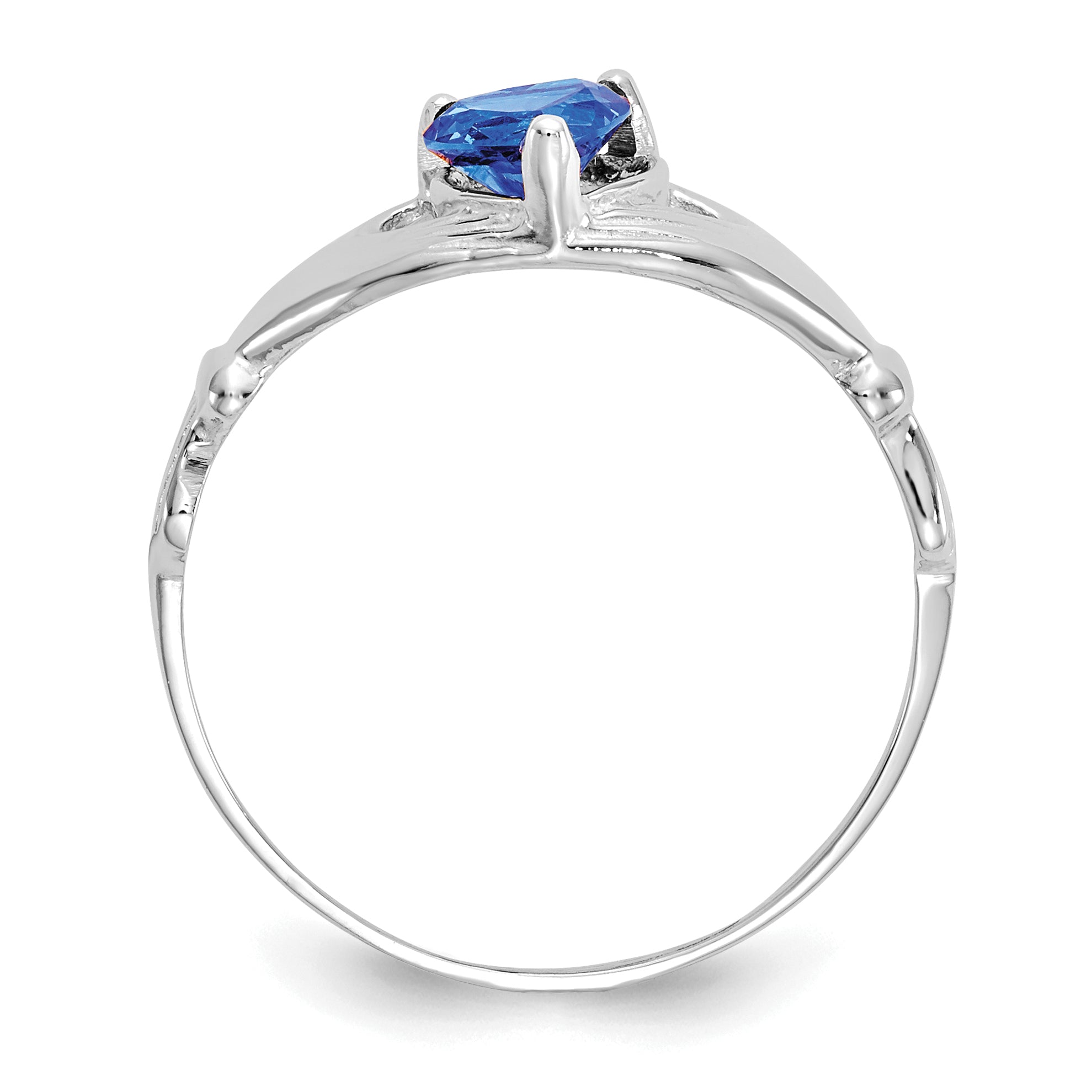 14k White Gold CZ September Birthstone Claddagh Heart Ring Secondary image