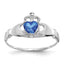 14k White Gold CZ September Birthstone Claddagh Heart Ring