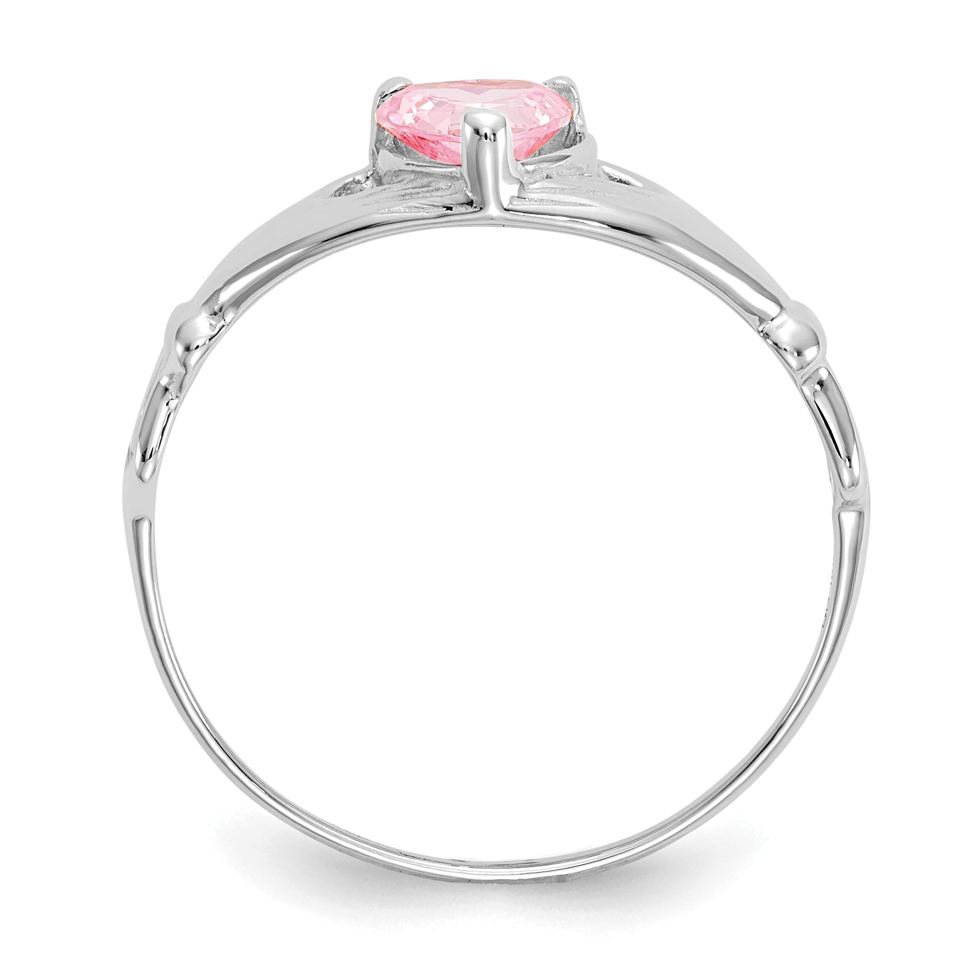 14k White Gold CZ October Birthstone Claddagh Heart Ring Secondary image