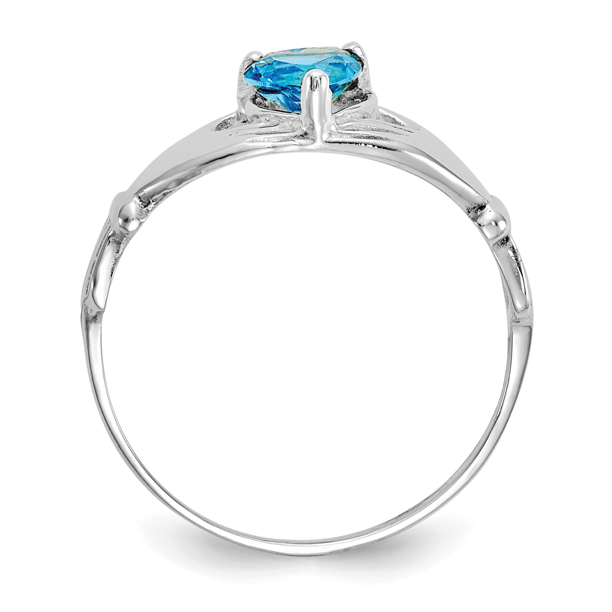 14k White Gold CZ December Birthstone Claddagh Heart Ring Secondary image