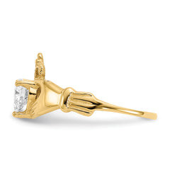 14k CZ April Birthstone Claddagh Heart Ring
