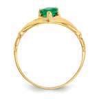 14k CZ May Birthstone Claddagh Heart Ring