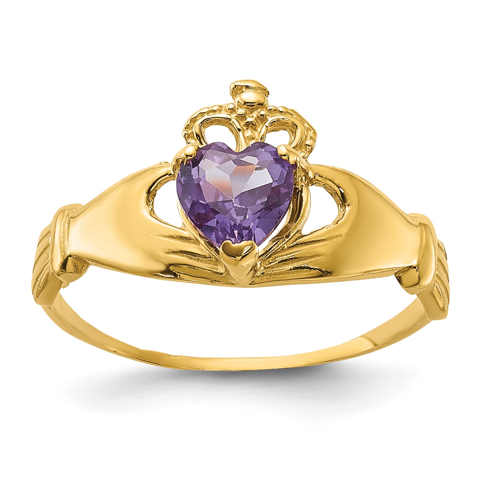 14k CZ June Birthstone Claddagh Heart Ring Main image