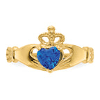 14k CZ September Birthstone Claddagh Heart Ring