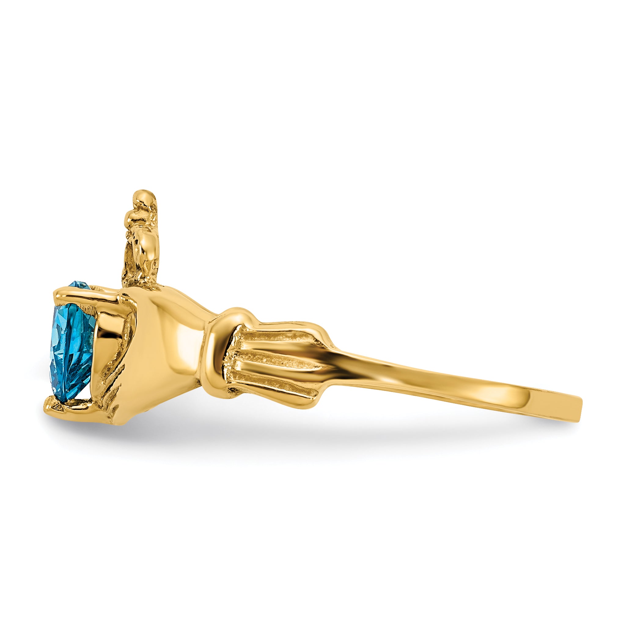 14k CZ December Birthstone Claddagh Heart Ring