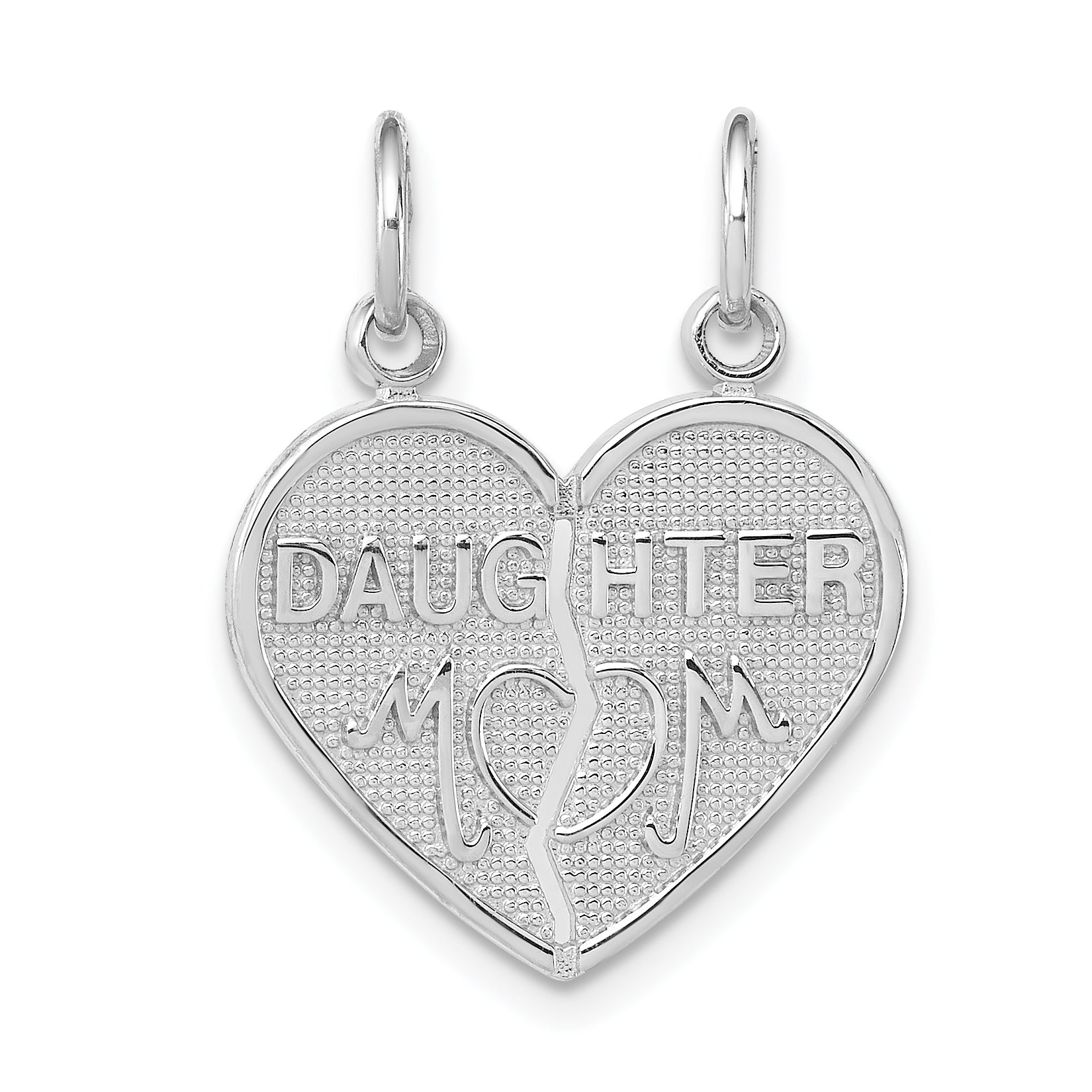 14k White Gold DAUGHTER-MOM Break-apart Heart Charm Main image