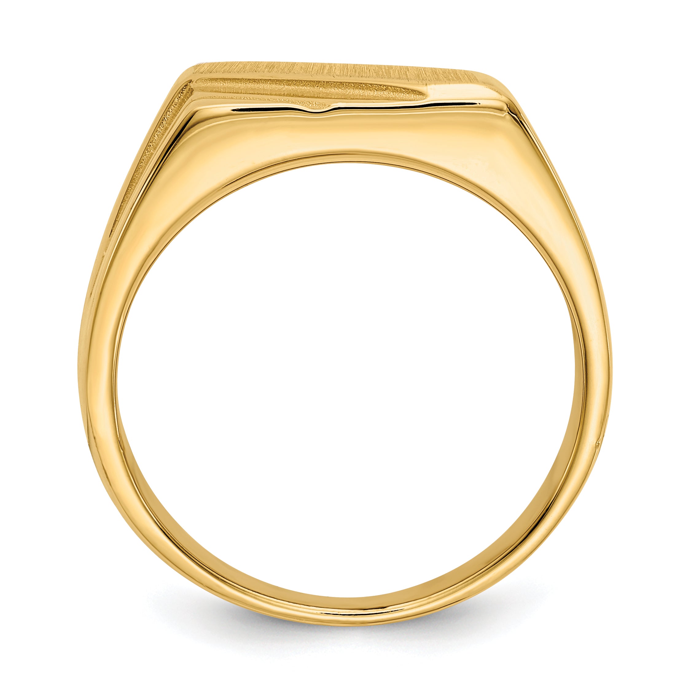 14k 13.0x11.0mm Open Back Diagonal Mens Signet Ring - 10