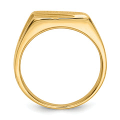 14k 13.0x11.0mm Open Back Diagonal Mens Signet Ring - 10