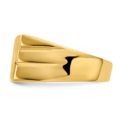14k 13.0x11.0mm Open Back Diagonal Mens Signet Ring - 10