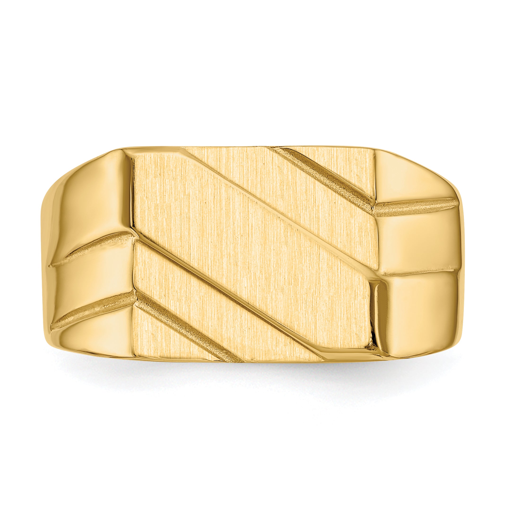 14k 13.0x11.0mm Open Back Diagonal Mens Signet Ring - 10