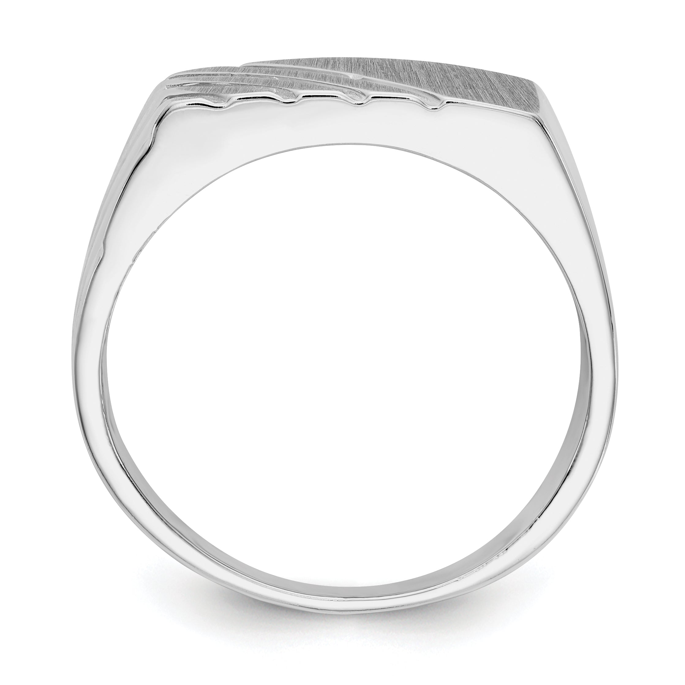 14k White Gold 7.5mm x 16.3mm Open Back Men's Signet Ring - 11