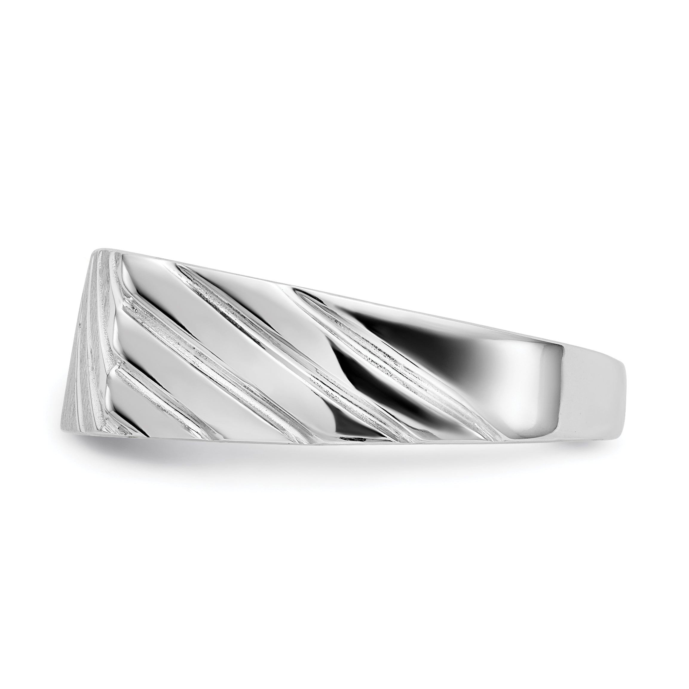 14k White Gold 7.5mm x 16.3mm Open Back Men's Signet Ring - 11
