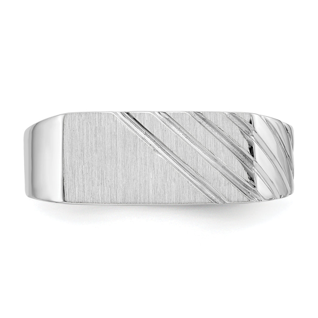 14k White Gold 7.5mm x 16.3mm Open Back Men's Signet Ring