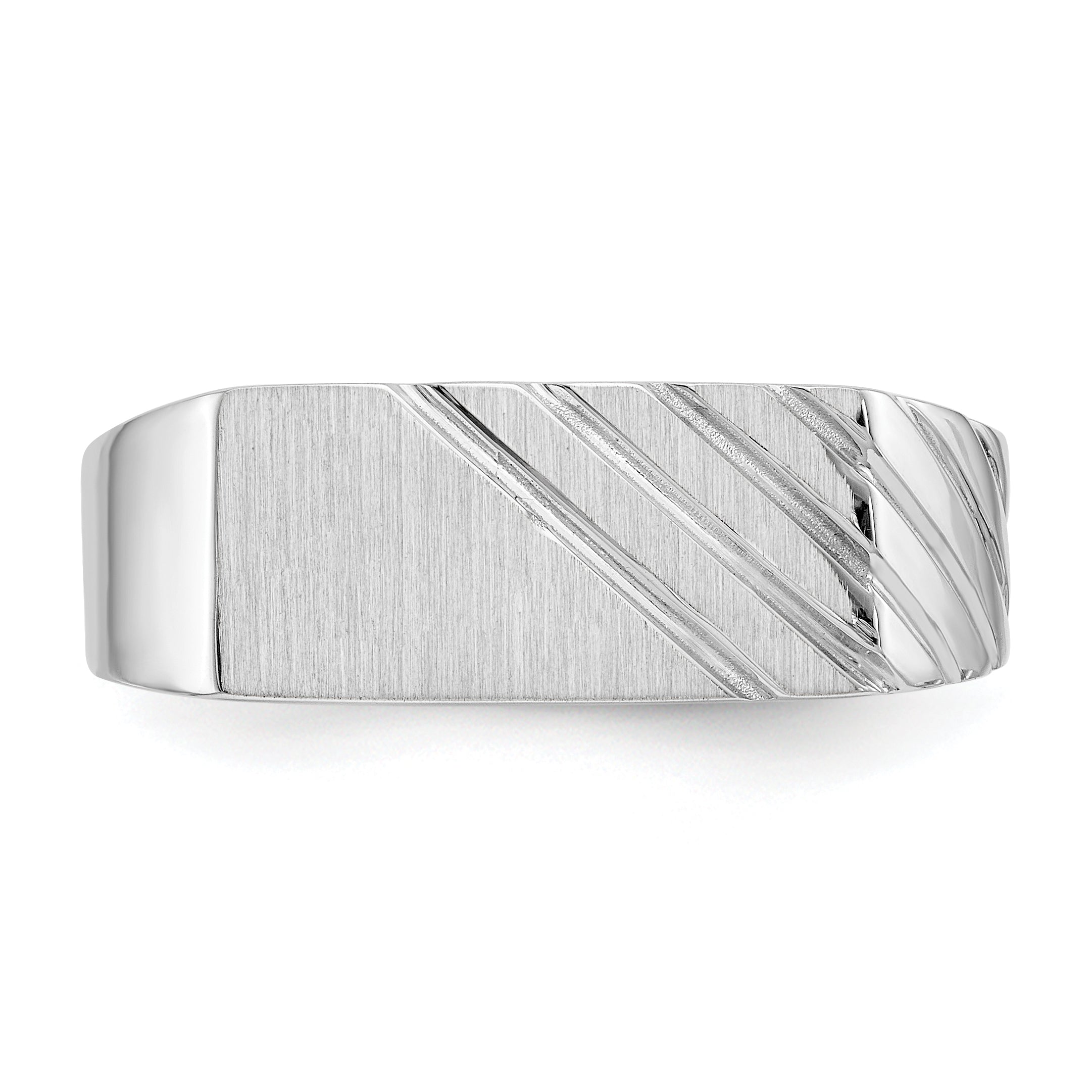 14k White Gold 7.5mm x 16.3mm Open Back Men's Signet Ring