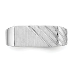 14k White Gold 7.5mm x 16.3mm Open Back Men's Signet Ring - 11